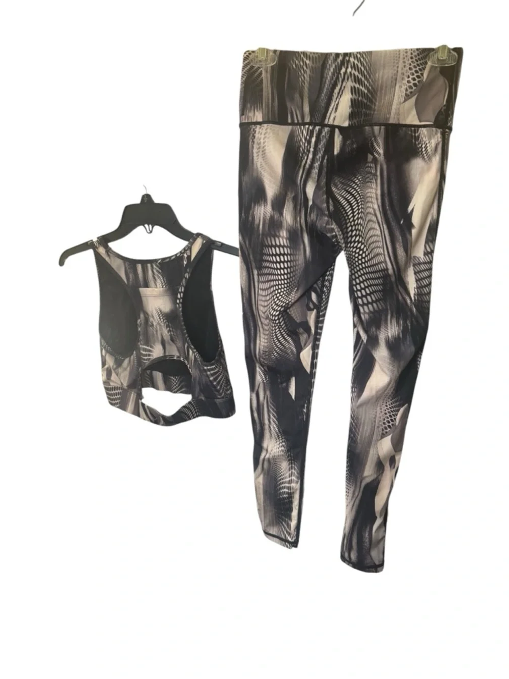 Mono B Black & Tan Printed High-Waist Leggings Small & Sports Bra Set Med Women - Picture 3 of 8
